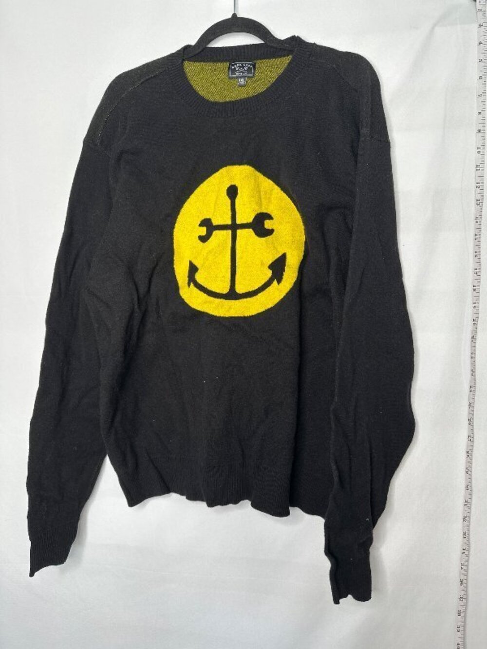 Dark Seas Division Anchor Smile Crewneck Graphic Sweater Men Black Yellow Surf